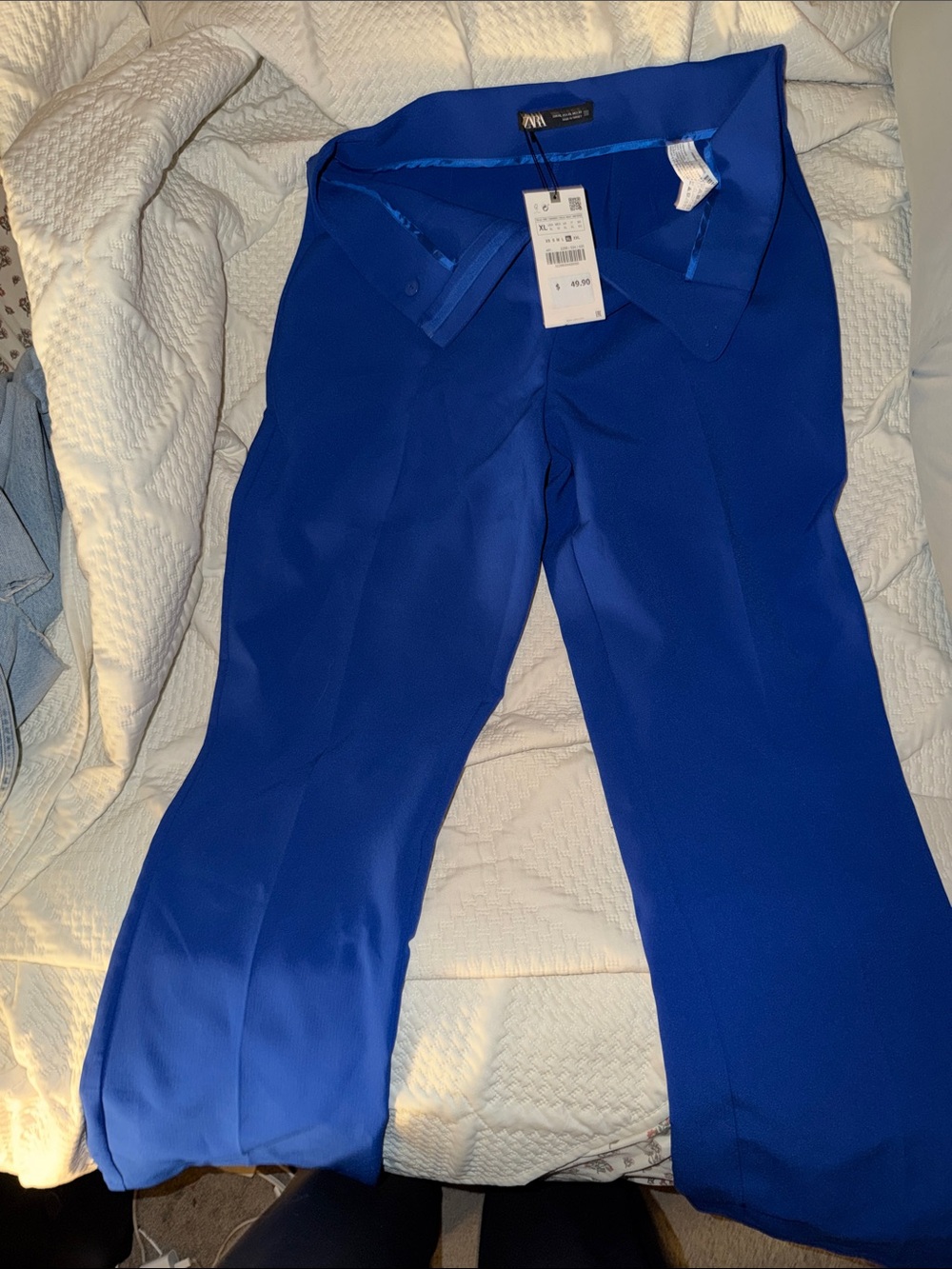 Zara Cobalt Blue Straight-Leg Dress Pants